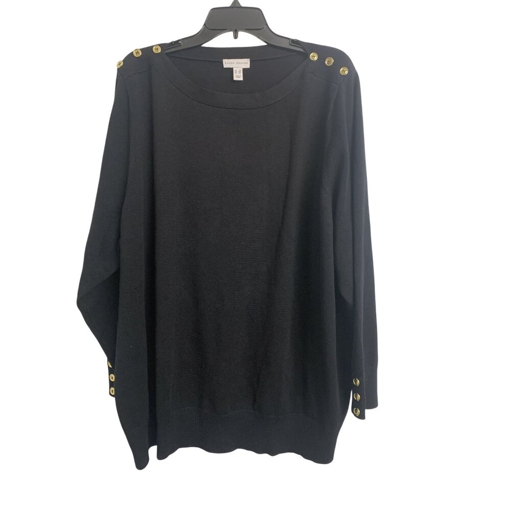 Susan Graver Boat Neck Cotton Viscose Black Sweater Size 3X‎